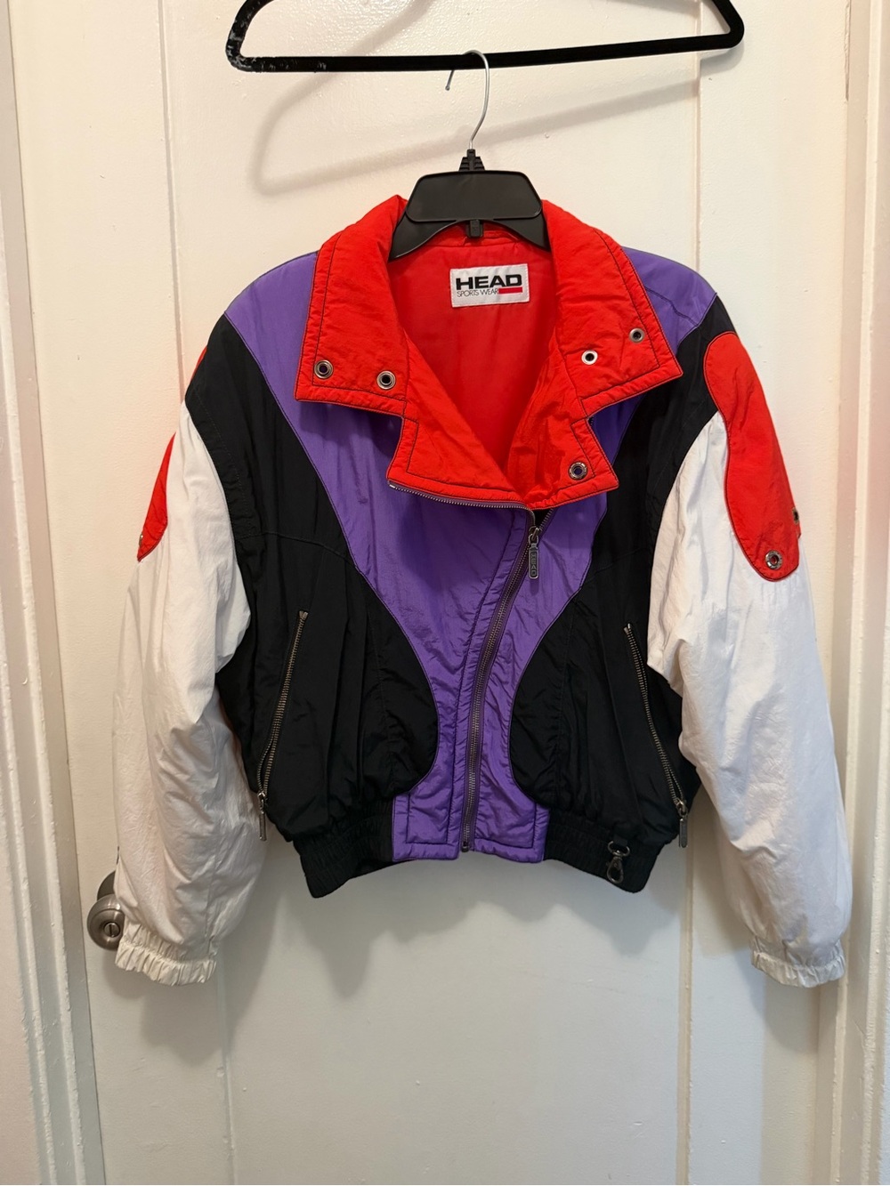Head Colorblock Ski Jacket in Red, Purple, Black, White
